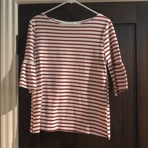 Red & white shirt with flare sleeve